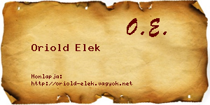 Oriold Elek névjegykártya